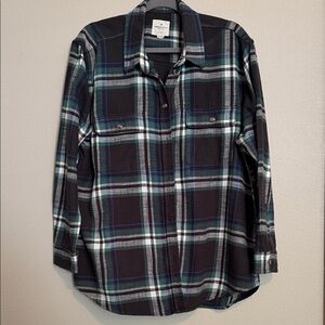 American Eagle Outfitters Men's Plaid Shirt - Black, Blue, Green, Cotton, XL